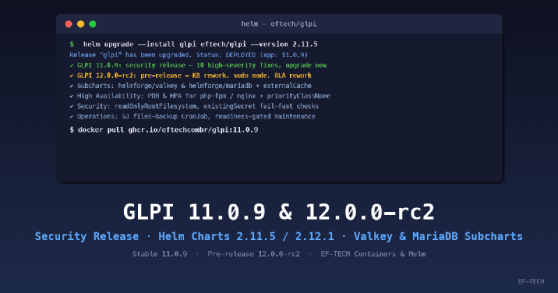 GLPI 11.0.9 e 12.0.0-rc2